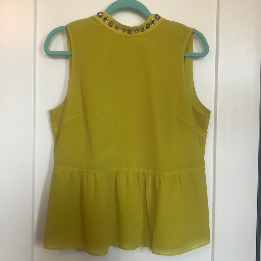 JCrew-  sleeveless silk, jeweled neck top